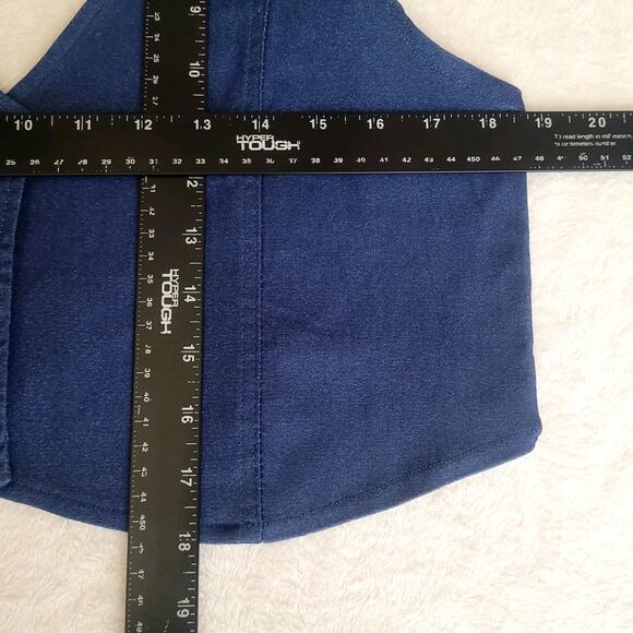 One Up Womens Dark Blue Stretchy Vest Large 90s Inspired Festival Western NWT - Picture 8 of 8